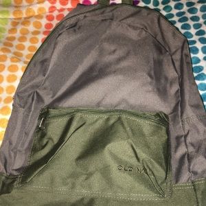 Olive green and grey backpack